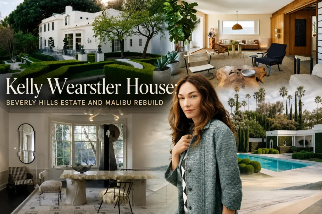 Kelly Wearstler House featuring a Beverly Hills estate, pool, interiors, and Malibu property views