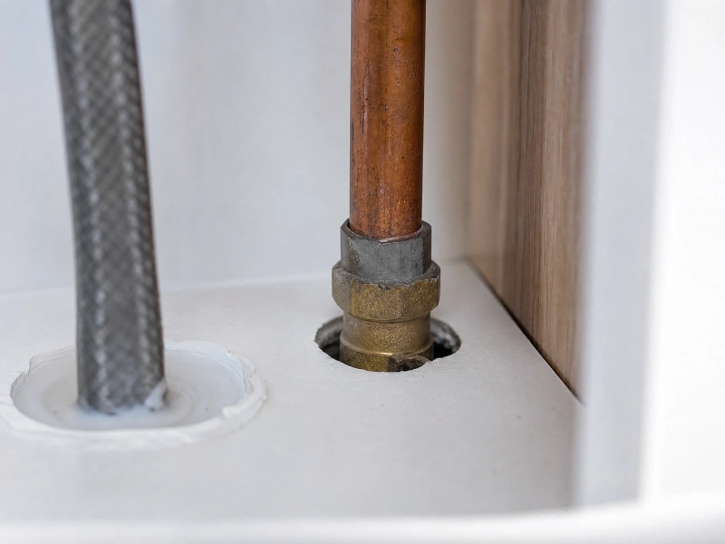 Why Ants Keep Coming Back After Cleaning - Pest Control | HomeImprovementGeek Kitchen cabinet plumbing gap with fresh caulk sealing a possible ant entry point